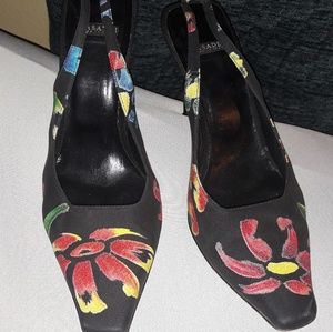 CASADEI ITALY STILETTO SLINGBACK PUMPS DAISY RETRO